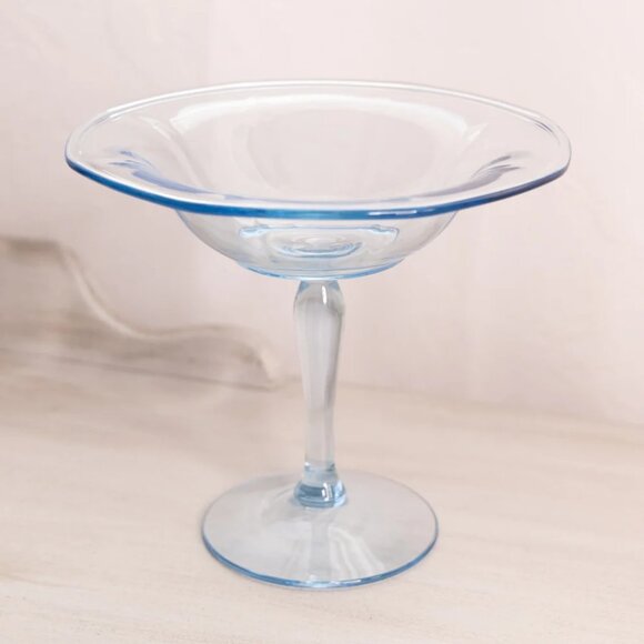 Vintage Fostoria Azure Blue Glass Compote Dish Vintage Glassware - 6.5" Height - Picture 2 of 4
